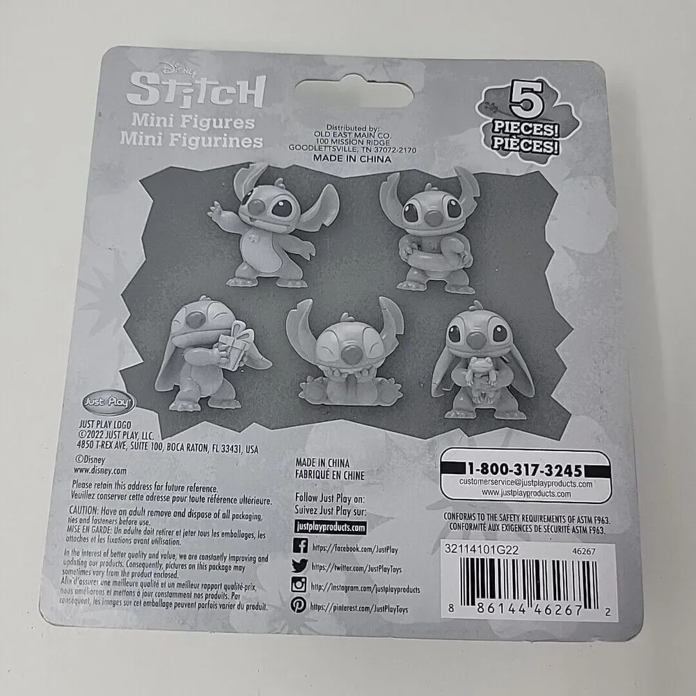 Disney Lilo & Stitch 5 Pack 2 Inch Figures Cake Toppers NEW Lilo Just Play Blue